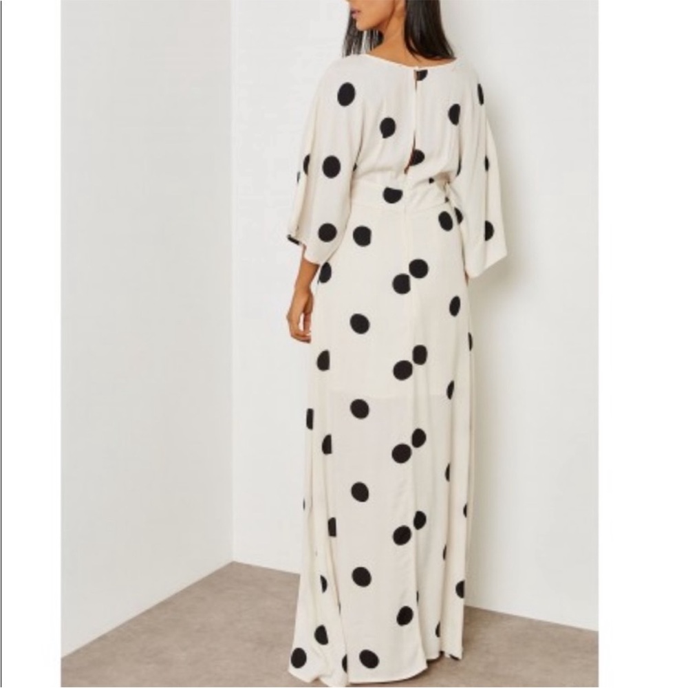 Ivory & Black Polka Dot V-Neck Dolman Sleeve Maxi Dress NWT - Picture 14 of 16
